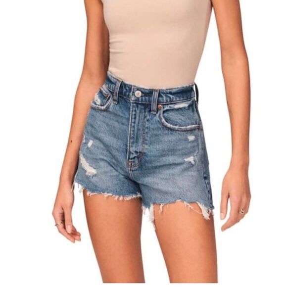 Abercrombie & Fitch Distressed High Rise Mom Shorts Size 25 - Picture 12 of 12